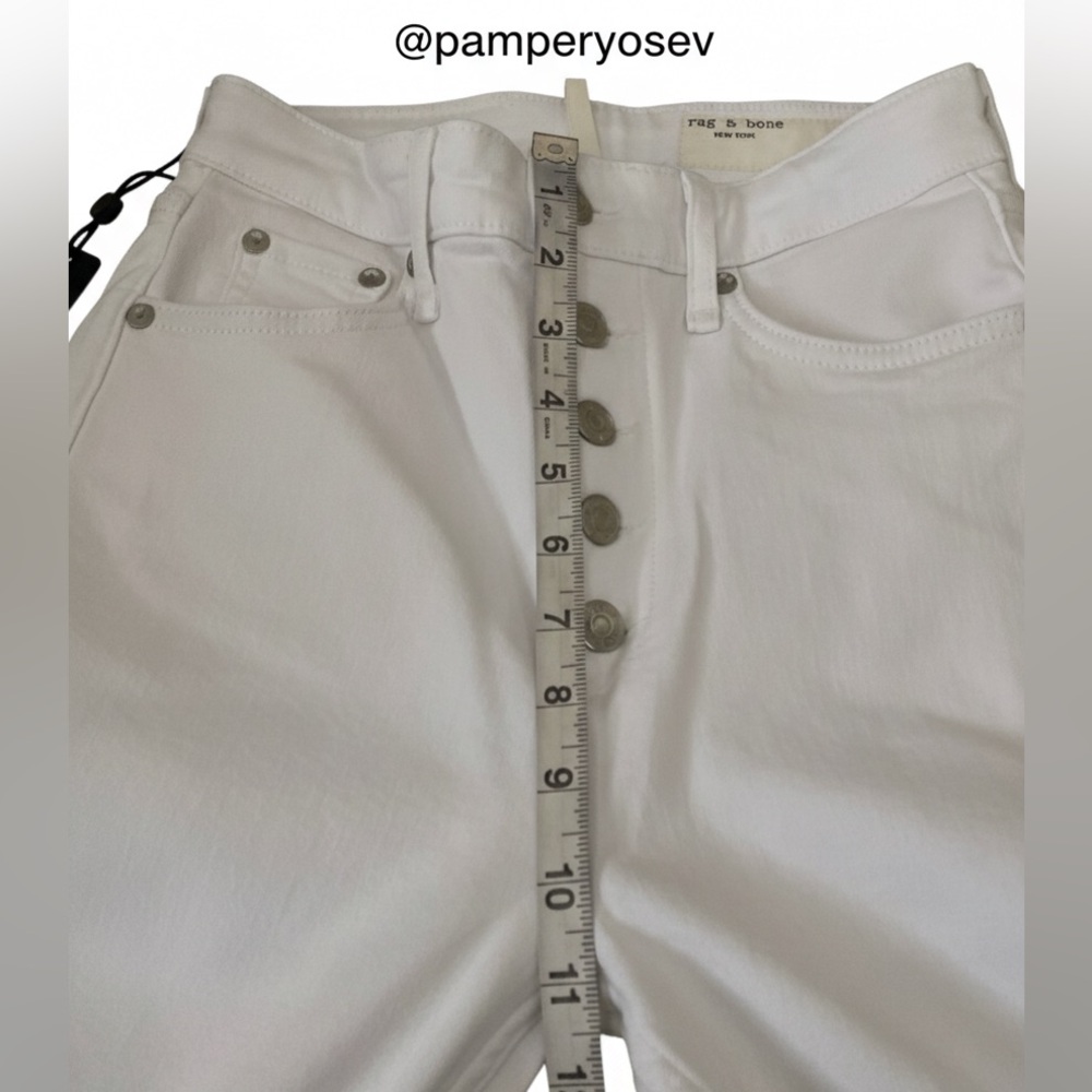 rag & bone Casey Exposed Button High Waist Ankle Flare Jeans (Optic White) - Picture 8 of 13